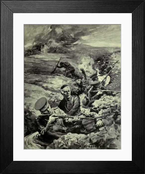 Framed Print : World War 1. In second week of September 1914, rain fell in torrent, flooding the trenches of the British north of the Aisne River Framed Print : World War 1. In second week of September 1914, rain fell in torrent, flooding the trenches of the British north of the Aisne River