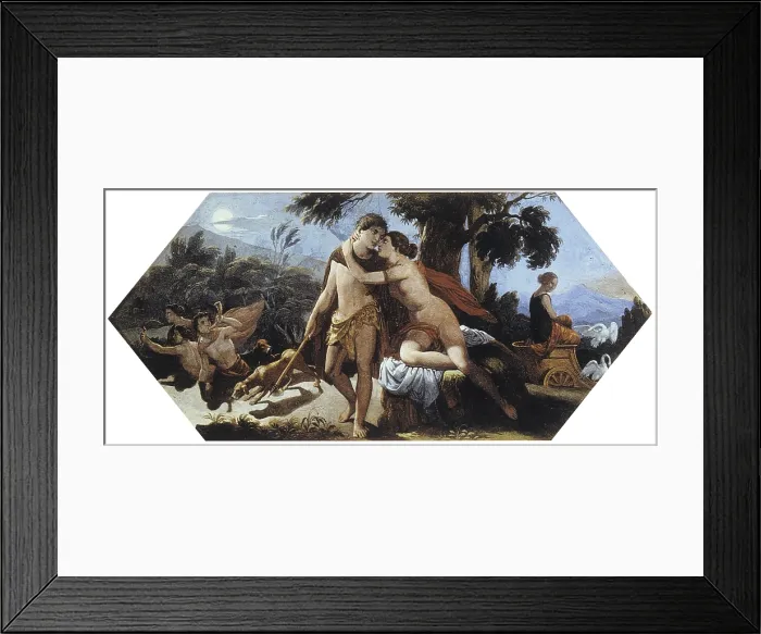 Framed Print : Venus striving to hold Adonis back from the doomed hunt, by Puetro Paoletti, 1843, 19th Century, fresco - Italy, Veneto, Vicenza, Vecchia-Romanelli Palace. Whole artwork view