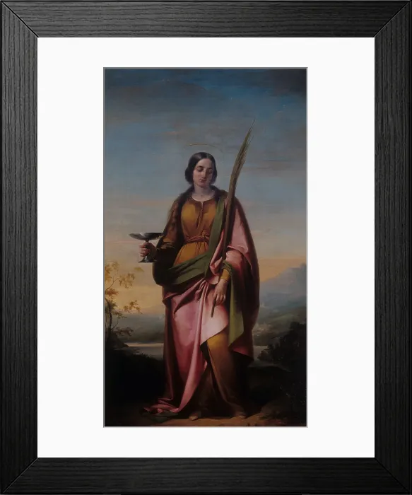 Framed Print : Saint Lucia, by Michelangelo Grigoletti, 1853, 19th Century, canvas - Italy, Veneto, Agordo, Parish Church. Whole artwork view