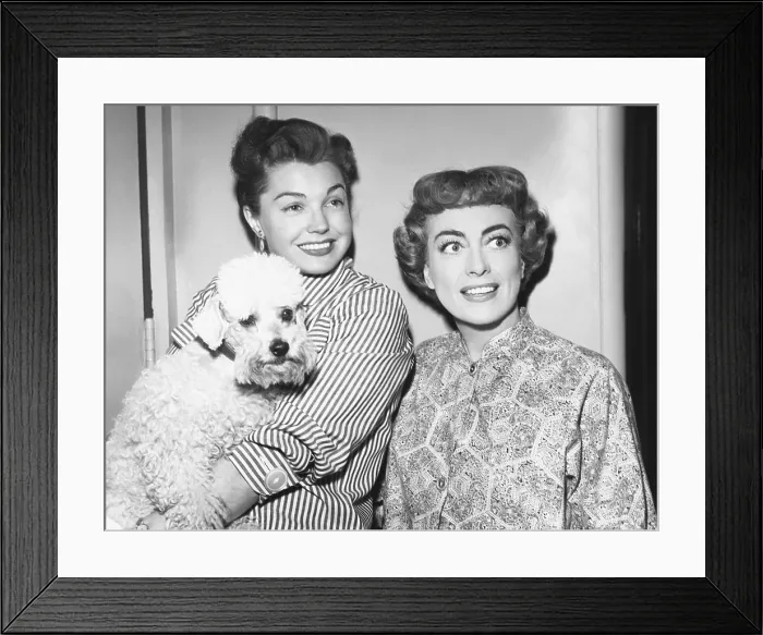 Framed Print : TORCH SONG, Esther Williams, holding Joan Crawford's, poodle Cliquot, visiting on-set, June 1953 Framed Print : TORCH SONG, Esther Williams, holding Joan Crawford's, poodle Cliquot, visiting on-set, June 1953