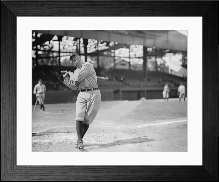 Framed Print : Ty Cobb in a 1913 batting photo taken in Washington, DC. (BSLOC_2018_3_144)