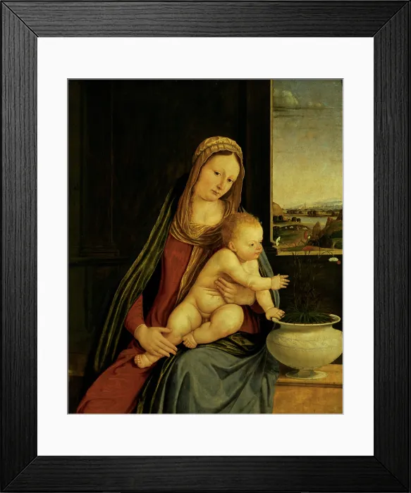 Framed Print : Solario (Solari) Andrea, Madonna of the Carnations, 1485 - 1490, 15th Century, tempera and oil on canvas, Italy, Lombardy, Milan, Brera Art Gallery
