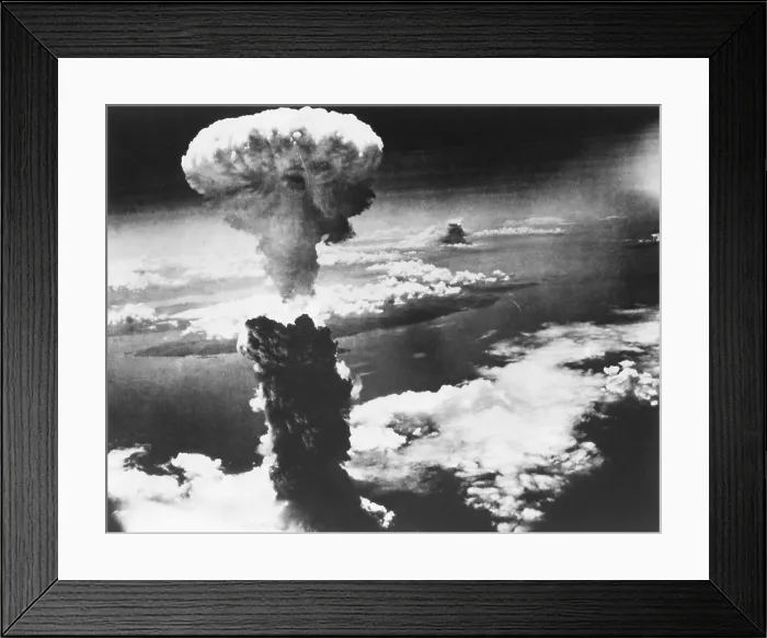 Framed Print : Mushroom Cloud of Atom Bomb exploded over Nagasaki, Japan, on August 9, 1945. World War 2. (BSLOC_2014_6_90)