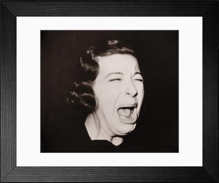 Framed Print : Comic actress Fanny Brice performed in a very popular radio comedy series, THE BABY SNOOKS SHOW. Here she is photographed in character with a crying facial expression, c Framed Print : Comic actress Fanny Brice performed in a very popular radio comedy series, THE BABY SNOOKS SHOW. Here she is photographed in character with a crying facial expression, c