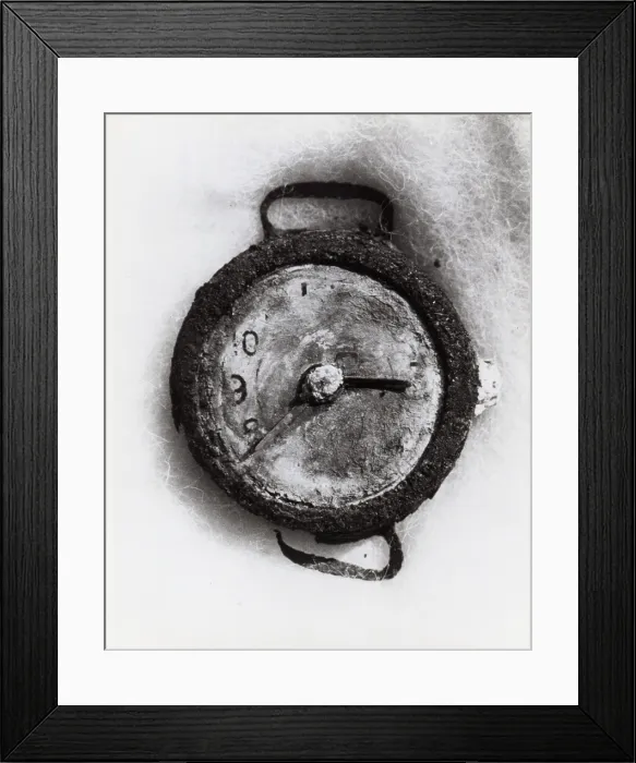 Framed Print : Hiroshima explosion was recorded at 8:15 a.m. on a wrist watch found in the ruins. August 6, 1945. World War 2. Photo by Yuichiro Sasaki. (BSLOC_2014_6_79) Framed Print : Hiroshima explosion was recorded at 8:15 a.m. on a wrist watch found in the ruins. August 6, 1945. World War 2. Photo by Yuichiro Sasaki. (BSLOC_2014_6_79)