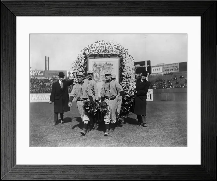 Framed Print : New York Yankees players welcome new Manager, Frank Chance, April 17, 1913 Framed Print : New York Yankees players welcome new Manager, Frank Chance, April 17, 1913