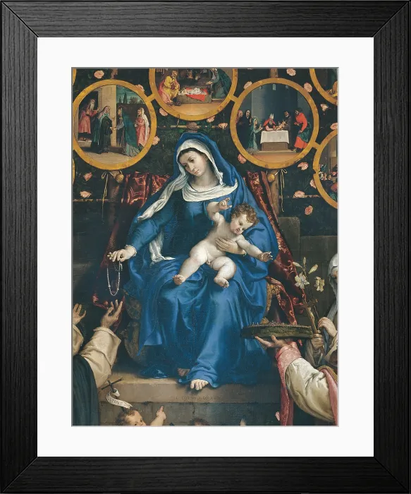 Framed Print : Madonna of the Rosary, by Lorenzo Lotto, 1539, 16th Century, oil on canvas, cm 384 x 264 - Italy, Marche, Macerata, Cingoli, Civic Picture Gallery