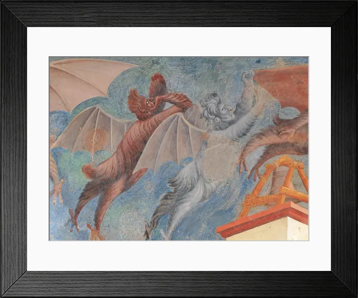 Framed Print : Stories of St Francis St Francis drives the Devils out of Arezzo, by Giotto, 1297 - 1299 about, 13th Century, fresco, cm 273 x 230 - Italy, Umbria, Perugia, Assisi