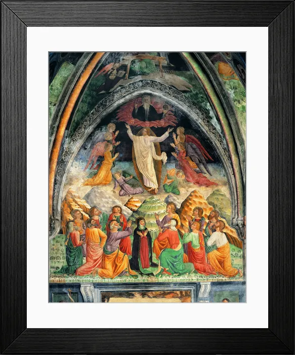 Framed Print : Ascension of Christ, by unknown artist, 15th Century, fresco - Italy, Lombardy, Lodi, Church of Saint Francis. Whole artwork view