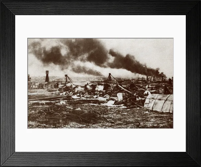 Framed Print : World War 1. Russian destruction of the oil fields at Boguslav in East Galicia. Ca. 1914-15 Framed Print : World War 1. Russian destruction of the oil fields at Boguslav in East Galicia. Ca. 1914-15
