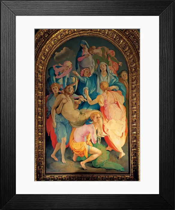 Framed Print : Carrucci Jacopo know as Pontormo, Deposition, 1526 - 1528, 16th Century, oil on panel, Italy, Tuscany, Florence, Santa Felicita church, Capponi Chapel