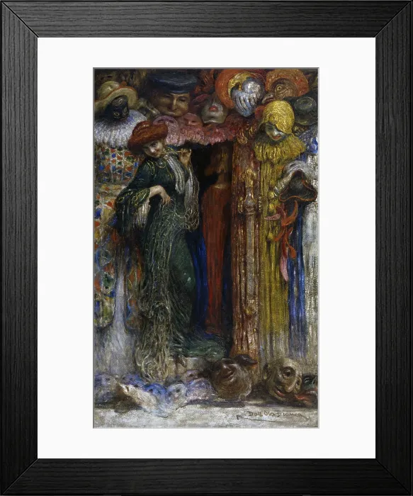 Framed Print : Policy, a Merchant of Masks, by Angelo Dall'Oca Bianca, 1905, 20th Century, oil on canvas - Italy, Veneto, Verona, Civic Collection of Modern Art. Whole artwork view Framed Print : Policy, a Merchant of Masks, by Angelo Dall'Oca Bianca, 1905, 20th Century, oil on canvas - Italy, Veneto, Verona, Civic Collection of Modern Art. Whole artwork view