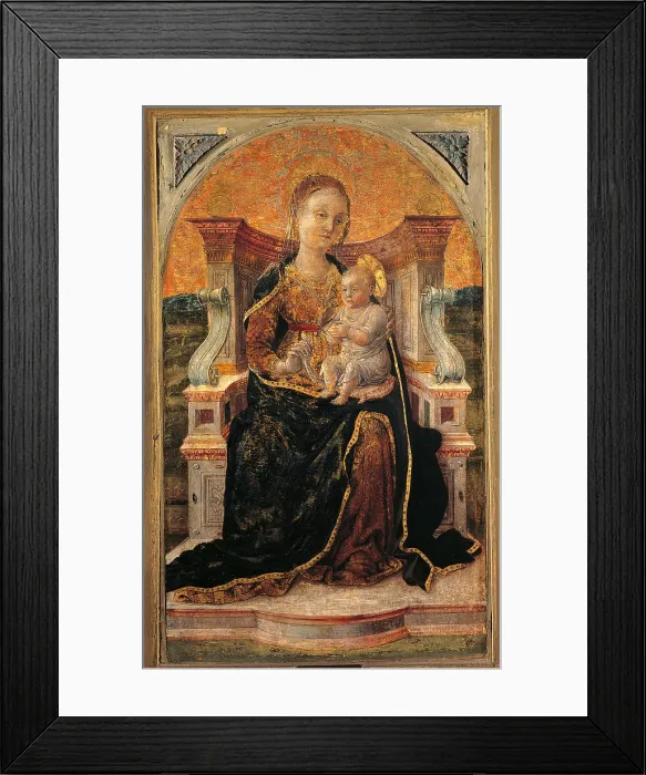 Framed Print : Madonna with Chiled Enthroned (Madonnina Ponzoni), by unknown cremonese or ferrarese artist, about 1450 - 1474, 15th century, painting on board - Italy, Lombardy, Cremona
