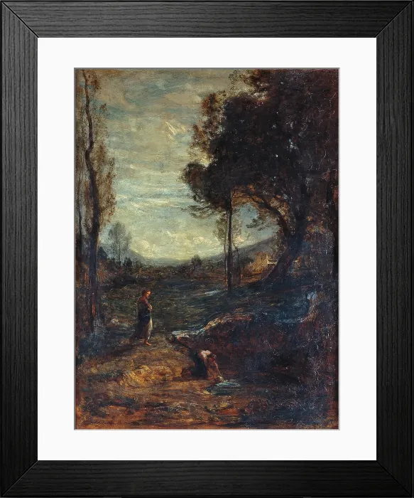 Framed Print : At the Fountain, by Antonio Fontanesi, 1867, 19th Century, oil on canvas - Italy, Lazio, Rome, National Gallery of Modern and Contemporary Art, GNAM. Whole artwork view