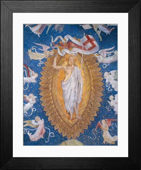 Framed Print : Christ Resurrected, attributed to Zanetto Bugatto, 15th century, fresco - Italy, Lombardy, Milan, Castello Sforzesco. Whole artwork view