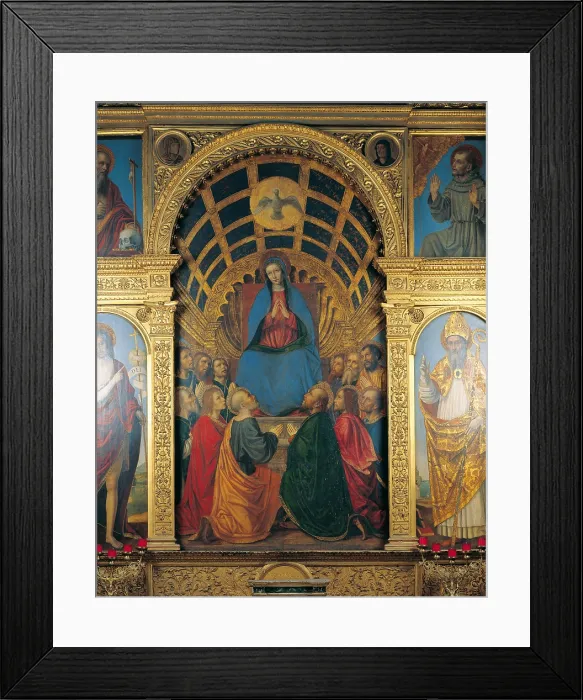 Framed Print : Polyptich of the Pentecost, by Ambrogio da Fossano also known as Bergognone, 1507, 16th century, board - Italy, Lombardy, Bergamo, Church of the Holy Spirit. Detail