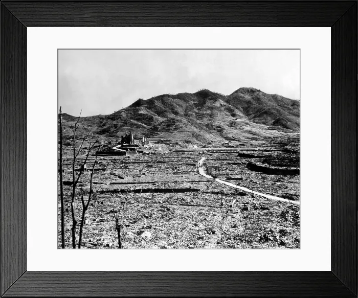 Framed Print : Ruins of Nagasaki, Japan, after atomic bombing of August 9, 1945. A Roman Catholic cathedral is on the distant hill. Ca. Sept.-Oct. 1945. (BSLOC_2014_6_98)