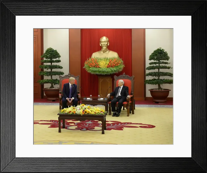 Framed Print : President Donald Trump at the Vietnam Communist Party Headquarters in Hanoi, Vietnam. On Nov