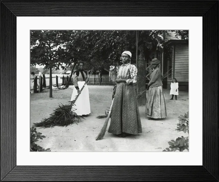 Framed Print : African American women with brooms of bambusa, on Latimers place, Belton, SC Sept. 29, 1899. Bambusa is a species of bamboo introduced into US southern states from East Asia Framed Print : African American women with brooms of bambusa, on Latimers place, Belton, SC Sept. 29, 1899. Bambusa is a species of bamboo introduced into US southern states from East Asia
