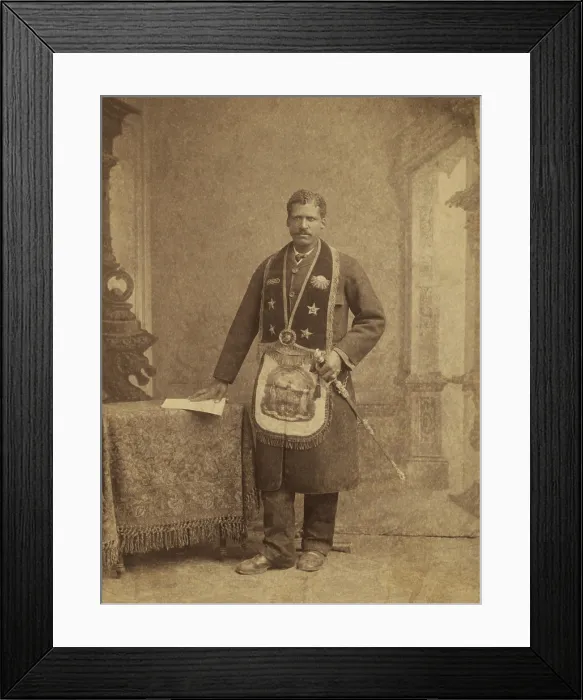 Framed Print : African American member of the Grand United Order of Odd Fellows, c. 1890-1900. He wears fraternal order collar and apron