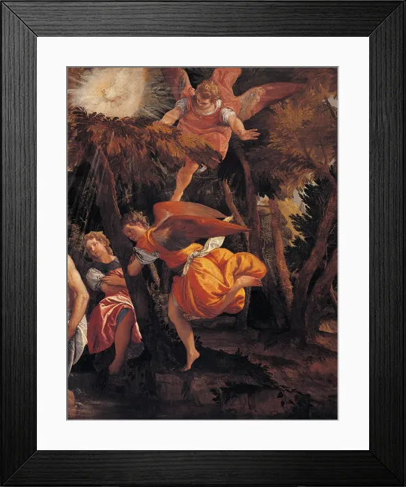 Framed Print : Baptism and Temptation of Christ, by Paolo Caliari known as Veronese, 1580 - 1581, 16th Century, oil on canvas, cm 248 x 450 - Italy, Lombardy, Milan, Brera art gallery Framed Print : Baptism and Temptation of Christ, by Paolo Caliari known as Veronese, 1580 - 1581, 16th Century, oil on canvas, cm 248 x 450 - Italy, Lombardy, Milan, Brera art gallery