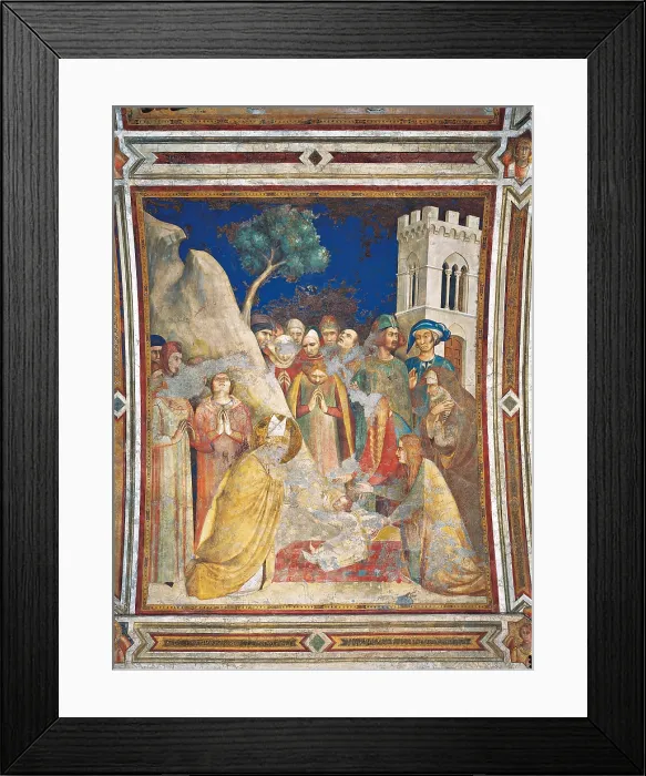 Framed Print : Scenes from the Life of St Martin The Miracle of the Resurrected Child, by Simone Martini, 1315 - 1317 about, 14th Century, fresco, cm 296 x 230 - Italy, Umbria, Perugia, Assisi Framed Print : Scenes from the Life of St Martin The Miracle of the Resurrected Child, by Simone Martini, 1315 - 1317 about, 14th Century, fresco, cm 296 x 230 - Italy, Umbria, Perugia, Assisi