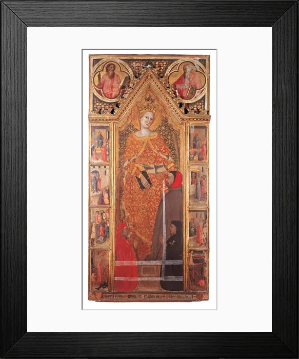 Framed Print : St Catherine of Alexandria with donors, by Giovanni del Biondo, 1350 - 1399 about, 14th Century, tempera on panel, cm 226 x 117 - Italy, Tuscany, Florence Framed Print : St Catherine of Alexandria with donors, by Giovanni del Biondo, 1350 - 1399 about, 14th Century, tempera on panel, cm 226 x 117 - Italy, Tuscany, Florence