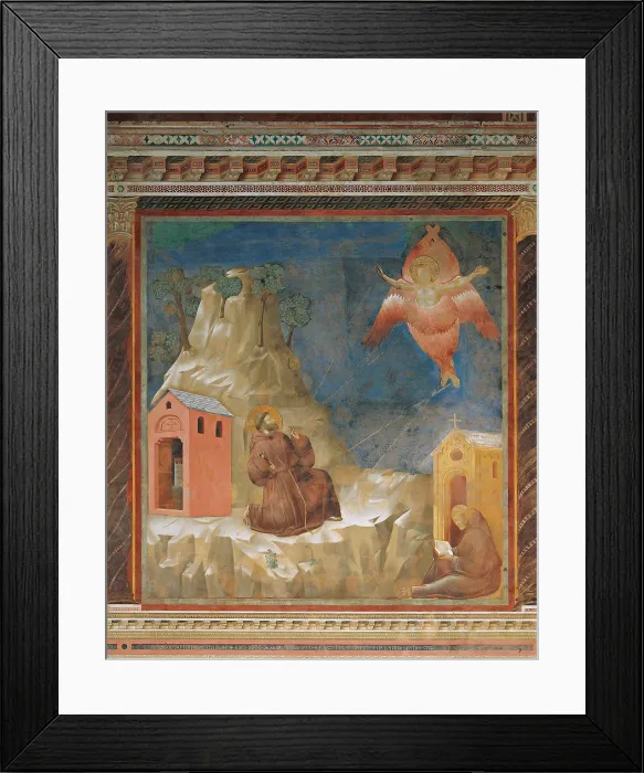 Framed Print : St Francis Receiving the Stigmata, by Giotto, 1297 - 1300, 13th Century, fresco, cm 270 x 230 - Italy, Umbria, Perugia, Assisi, Upper Basilica of San Francesco, nave. All Framed Print : St Francis Receiving the Stigmata, by Giotto, 1297 - 1300, 13th Century, fresco, cm 270 x 230 - Italy, Umbria, Perugia, Assisi, Upper Basilica of San Francesco, nave. All