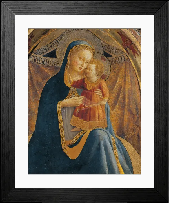Framed Print : Madonna and Child with Sts John the Baptist, Dominic, Francis and Paul, by Guido di Pietro (or Piero) known as Beato Angelico, 15th Century, 1428 -1430 about