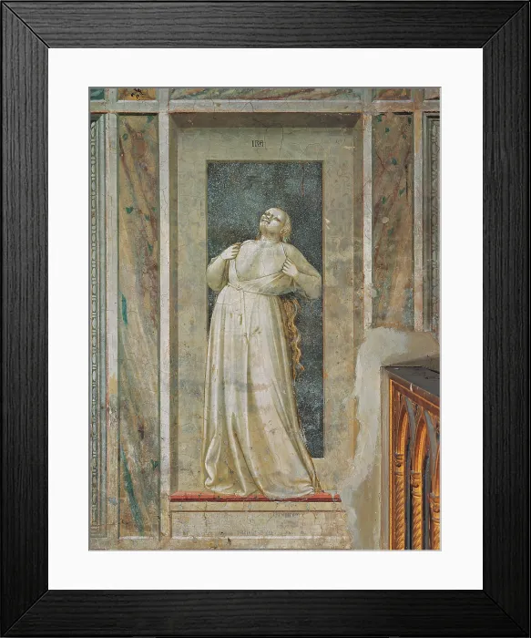 Framed Print : Allegory of Vice and Virtue Wrath, by Giotto, 1306 about, 14th Century, monochrome fresco, cm 120 x 55 - Italy, Veneto, Padua, Scrovegni Chapel. All