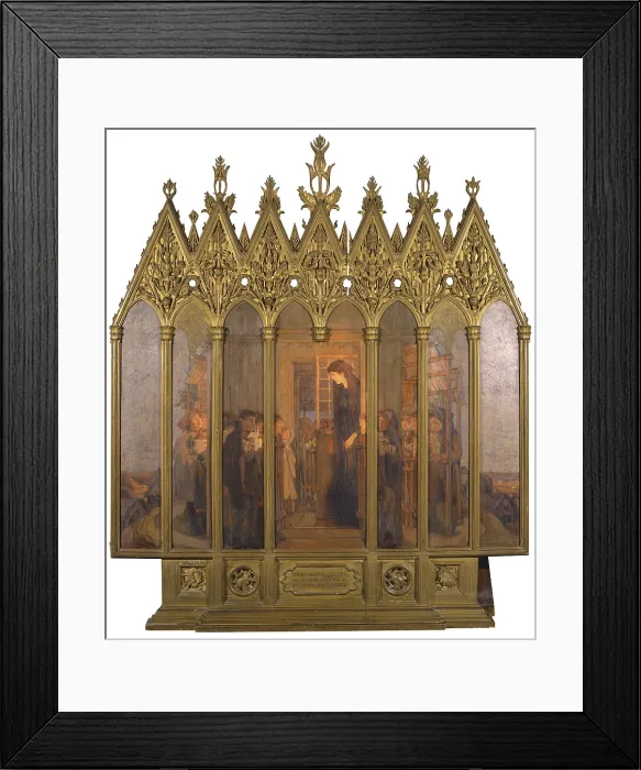 Framed Print : Our Lady of Messina, by Carlo Donati, 1911, 20th Century, oil on canvas on cardboard - Private collection. Whole artwork view. Ex voto with carved wooden case Framed Print : Our Lady of Messina, by Carlo Donati, 1911, 20th Century, oil on canvas on cardboard - Private collection. Whole artwork view. Ex voto with carved wooden case