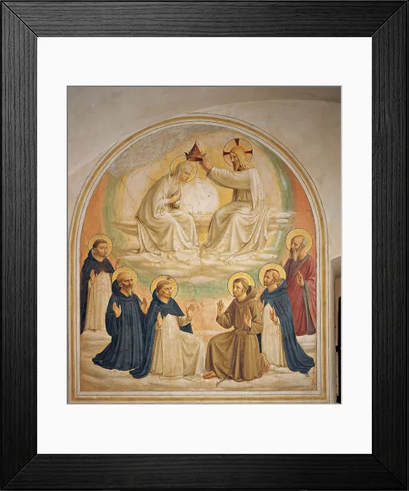 Framed Print : The Coronation of the Virgin, by Guido di Pietro (or Piero) known as Beato Angelico, 1438 - 1446 about, 15th Century, curved fresco, cm 184 x 164 - Italy, Tuscany, Florence