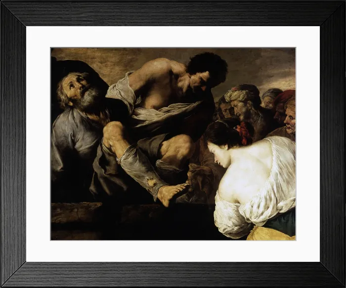 Framed Print : Saint Gregorio Armeno thrown into a well, by Francesco Fracanzano, 1600 - 1649, 17th Century, canvas - Italy, Campania, Naples, Church of Saint Gregorio Armeno. Detail