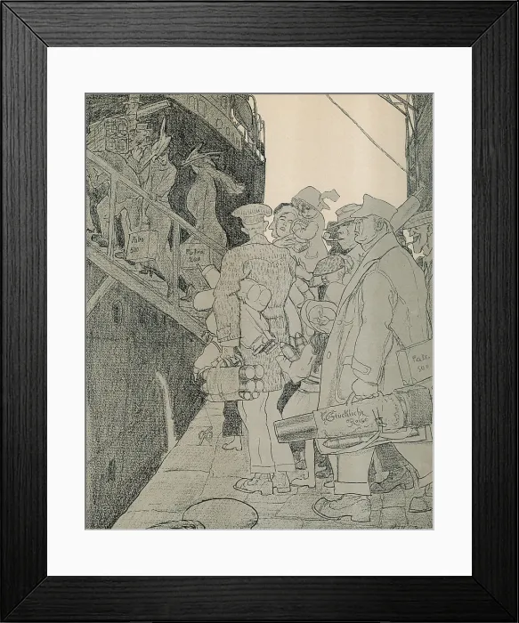 Framed Print : German cartoon satirizing U.S. neutrality after the WW1 sinking of the Lusitania