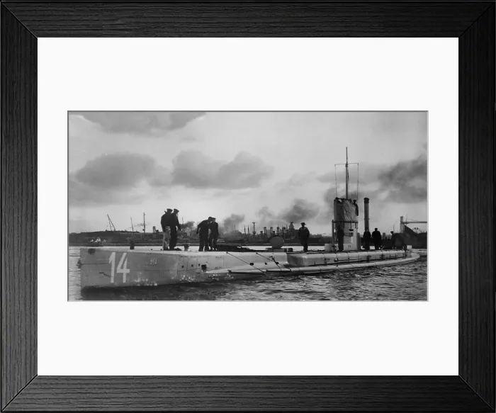 Framed Print : U-14 Austro-Hungarian submarine saw action in WW1. She was launched in 1912 as the French Brumaire-class submarine