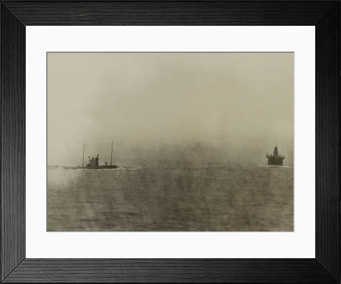 Framed Print : German submarine, U-26, heading towards the Dutch freighter, Zaanstroom. April 1915. (BSLOC_2012_4_111)