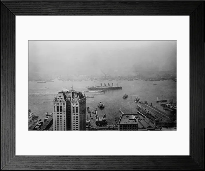 Framed Print : HMS Lusitania arriving in New York harbor as seen from Singer Building. 1908. (BSLOC_2012_4_102) Framed Print : HMS Lusitania arriving in New York harbor as seen from Singer Building. 1908. (BSLOC_2012_4_102)