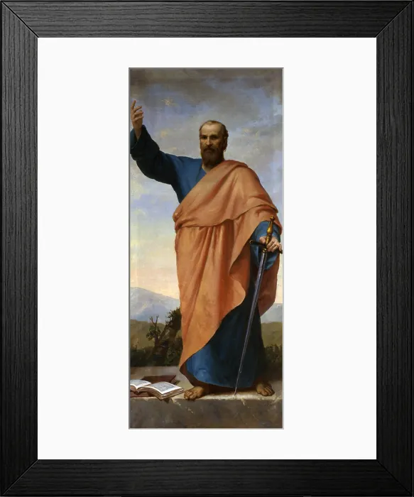 Framed Print : Saint Paul, by L. Rozzi, 19th century, canvas - Italy, Veneto, Valdagno, Dome Church of San Clemente. Whole artwork view Framed Print : Saint Paul, by L. Rozzi, 19th century, canvas - Italy, Veneto, Valdagno, Dome Church of San Clemente. Whole artwork view