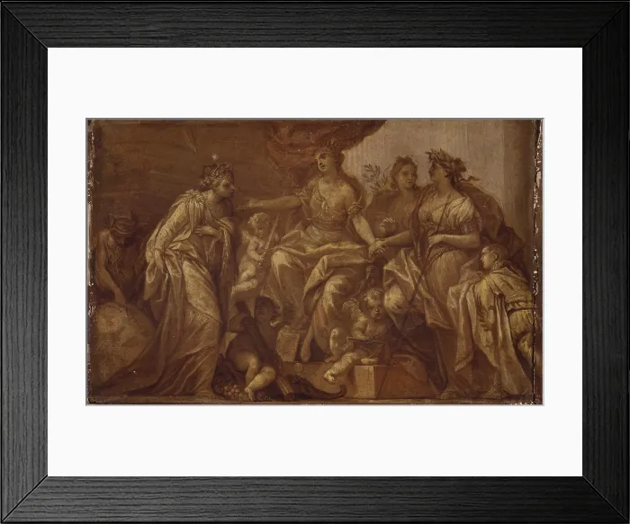Framed Print : Allegorical Triumphh of Justice and Prosperity in times of peace and trades, by unknown artist, probably venetian, 1750, 18th century, oil on canvas - Italy, Lombardy, Milan Framed Print : Allegorical Triumphh of Justice and Prosperity in times of peace and trades, by unknown artist, probably venetian, 1750, 18th century, oil on canvas - Italy, Lombardy, Milan