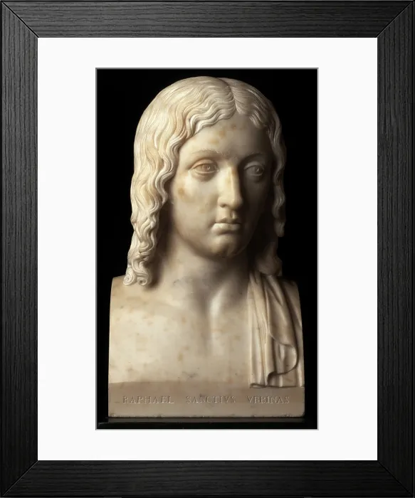 Framed Print : Raphael's Bust or Raphael's Herm, by Pietro Fontana, 1807, 19th century, all-round marble - Italy, Lombardy, Milan, Modern Art Gallery, Whole artwork view