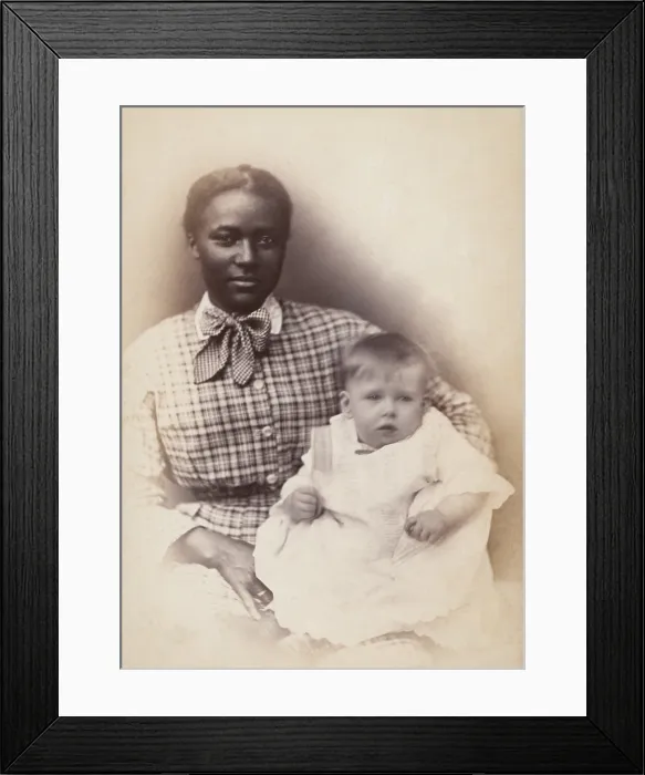 Framed Print : Young African American woman holds a white baby, c. 1870-1880. Photo by Solomon Nunes Carvalho (BSLOC_2017_20_110) Framed Print : Young African American woman holds a white baby, c. 1870-1880. Photo by Solomon Nunes Carvalho (BSLOC_2017_20_110)