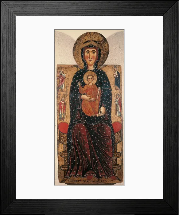 Framed Print : Madonna and Child Enthroned, by Margarito dArezzo, 13th Century, wood, - Italy, Tuscany, Arezzo, National Museum of Medieval and Modern Art. Full view