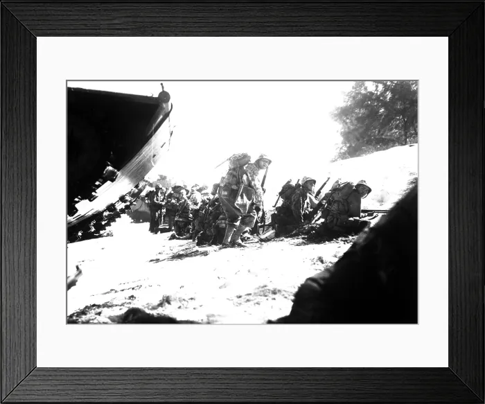 Framed Print : First wave Marines hit the Saipan beach in the Marianas invasion, June 1944 Framed Print : First wave Marines hit the Saipan beach in the Marianas invasion, June 1944
