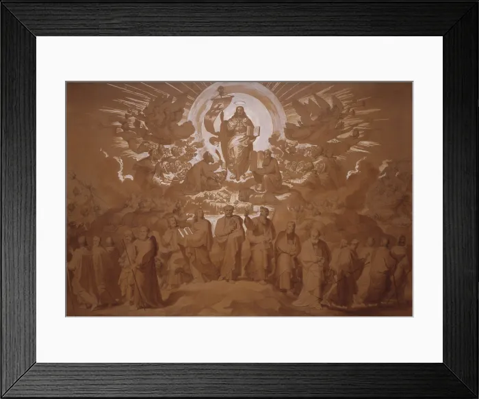 Framed Print : The Spreading of Christianity or The Mission of the Apostles, by Tommaso Minardi, 1848 - 1858, 19th century, black pencil, watercolor, white lead and ochra on ivory paper