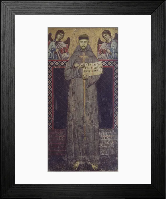 Framed Print : Saint Francis and the Angels, by Master of Saint Francis, 13th century, tempera on board - Italy, Umbria, Assisi, Basilica of Santa Maria degli Angeli. Whole artwork view