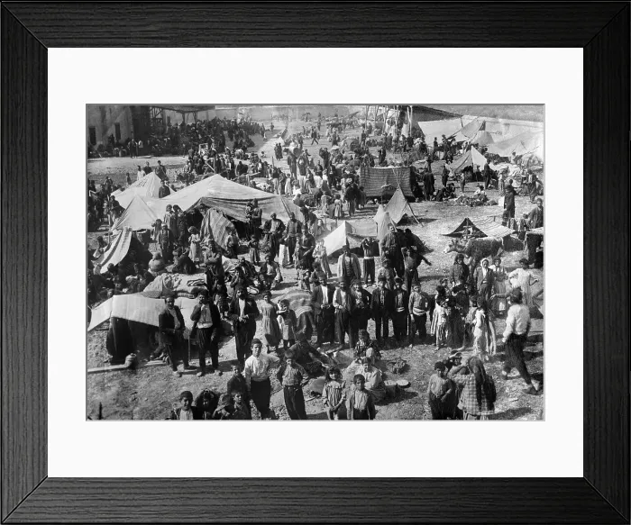 Framed Print : Armenian families in a refugee camp in Dec. 1920. After WW1 was over, the Turks, Russians and Armenians were still fighting, displacing many Armenians. (BSLOC_2013_5_26)