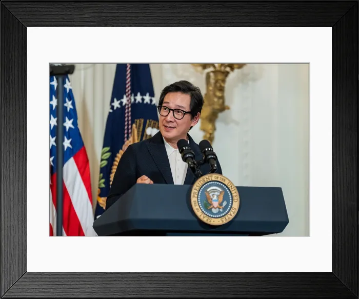 Framed Print : Actor Ke Huy Quan speaks before a screening of the TV series American Born Chinese, May 8, 2023, in the East Room of the White House (BSLOC_2023_6_73) Framed Print : Actor Ke Huy Quan speaks before a screening of the TV series American Born Chinese, May 8, 2023, in the East Room of the White House (BSLOC_2023_6_73)