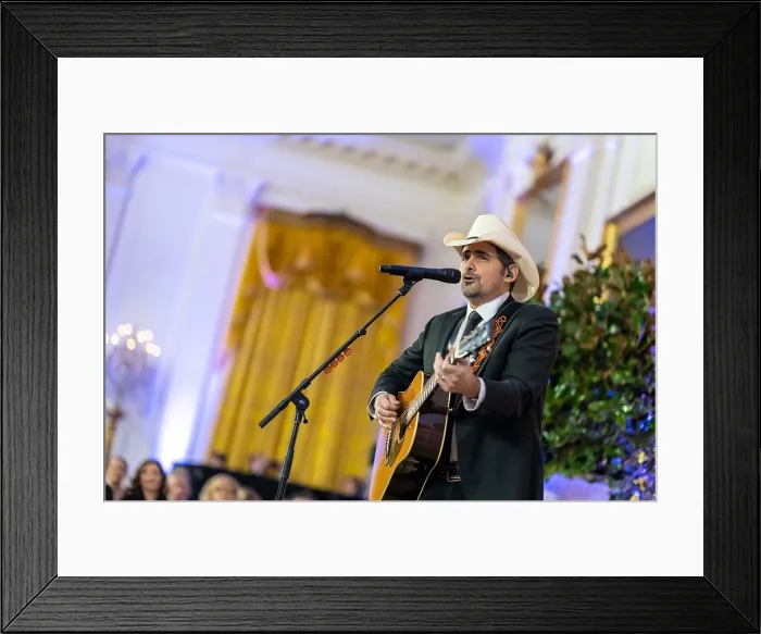 Framed Print : Country Music Singer Brad Paisley performs during the National Governors Association Ball, Feb. 11, 2023, at the White House (BSLOC_2023_6_67) Framed Print : Country Music Singer Brad Paisley performs during the National Governors Association Ball, Feb. 11, 2023, at the White House (BSLOC_2023_6_67)