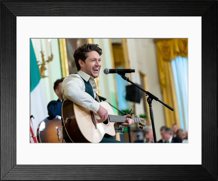 Framed Print : Irish singer-songwriter Niall Horan performs at the White House St. Patrick's Day reception, March 17, 2023 Framed Print : Irish singer-songwriter Niall Horan performs at the White House St. Patrick's Day reception, March 17, 2023