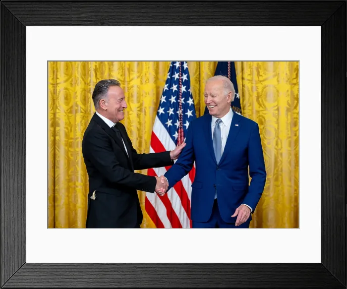 Framed Print : President Joe Biden presents the 2021 National Medal of the Arts to singer and songwriter, Bruce Springsteen, March 21, 2023